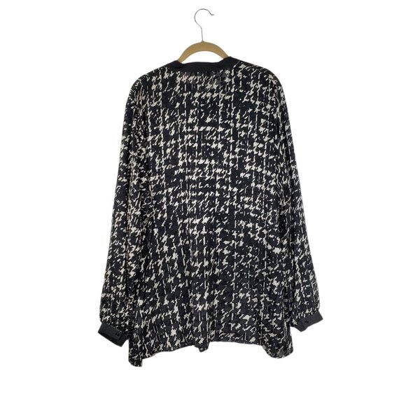 Persona Marina Rinaldi Textured Houndstooth Tunic Long Sleeve Pussybow Size 18 P - Picture 2 of 10